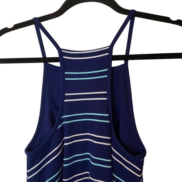SO Juniors Size Medium Navy Blue Multicolor Tank Swing‎ Dress Stripped Racerback - Picture 4 of 8
